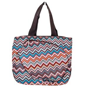 Hadaki Tennis Tote Bag Multicolor Chevron Zigzag Print Large